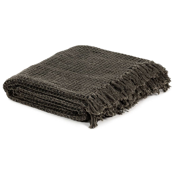 vidaXL Jeté de canapé en coton 160x210 cm Anthracite/Marron