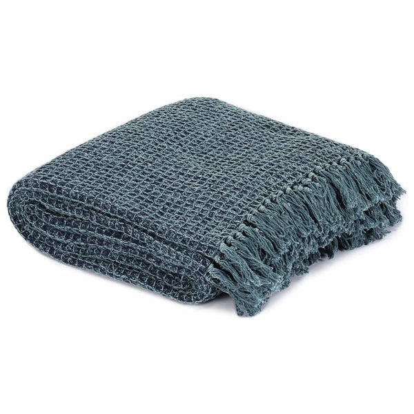 vidaXL Jeté de lit en coton 125x150 cm bleu indigo