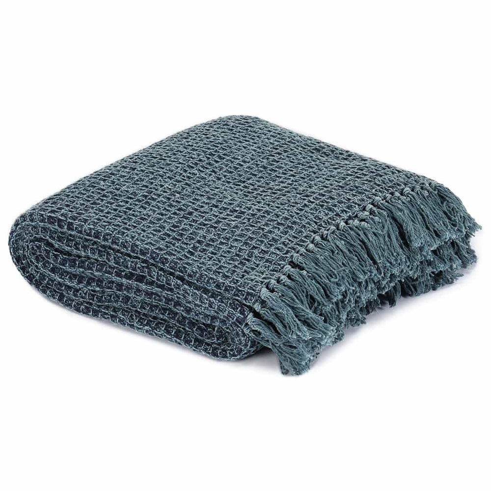 vidaXL Jeté de lit en coton 125x150 cm bleu indigo