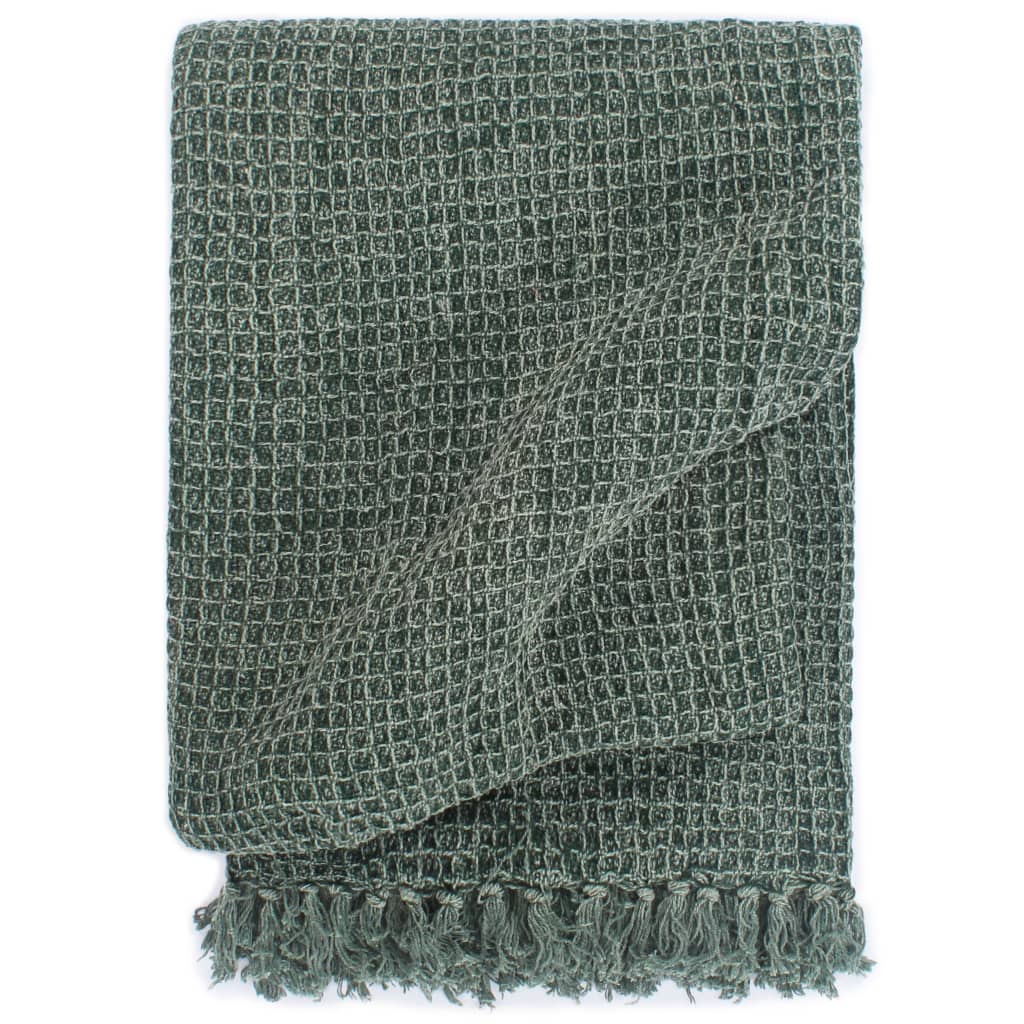 vidaXL Jeté de canapé en coton 125x150 cm Vert foncé