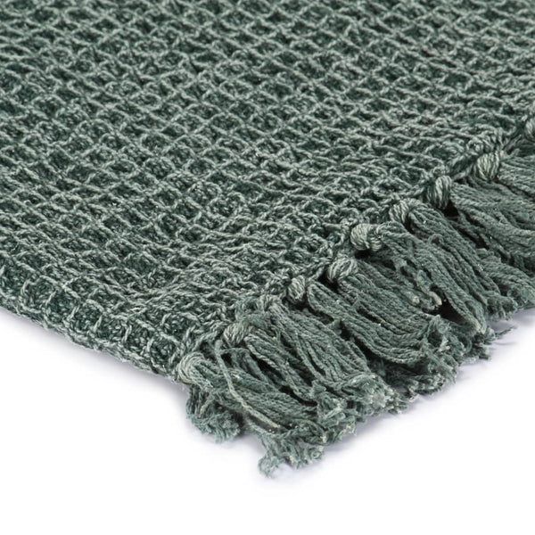 vidaXL Jeté de canapé en coton 125x150 cm Vert foncé