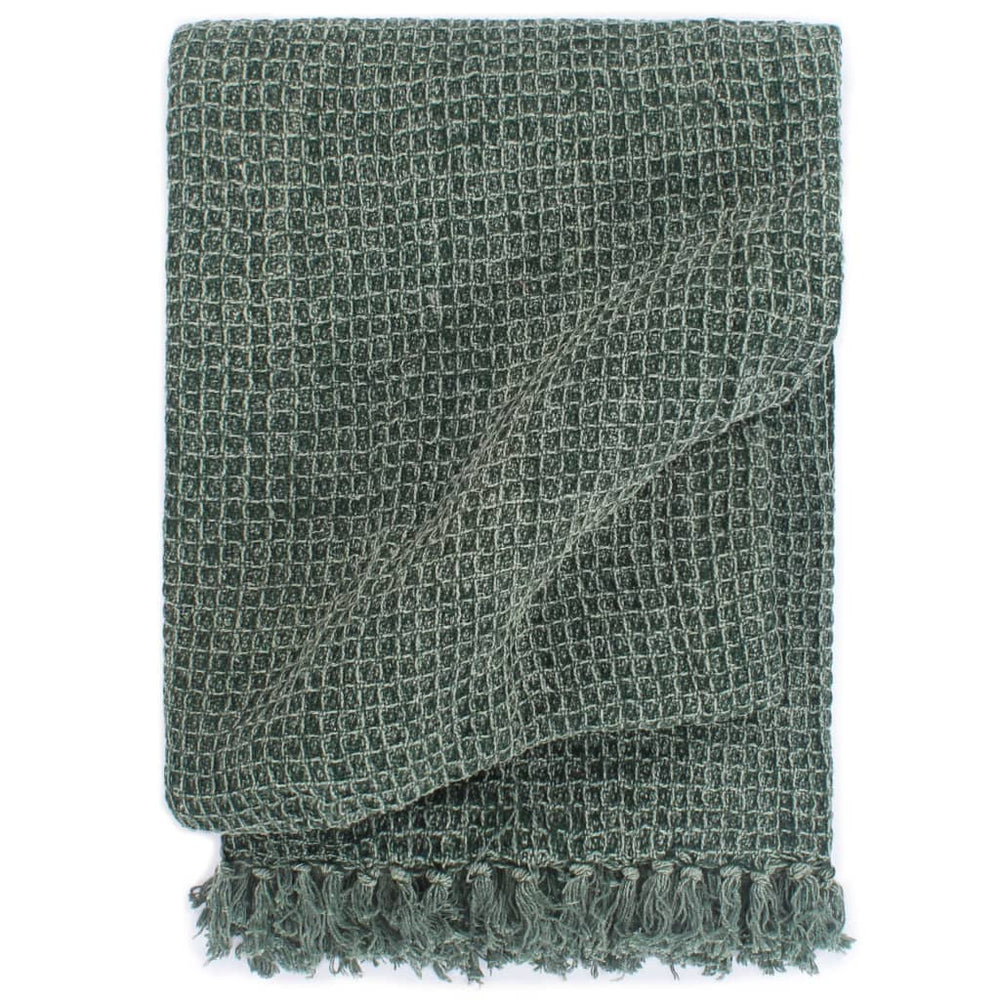 vidaXL Jeté de lit coton 160x210 cm vert foncé