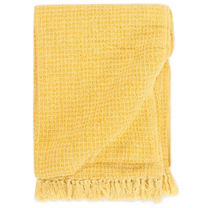 vidaXL Plaid en coton 160x210 cm Jaune moutarde