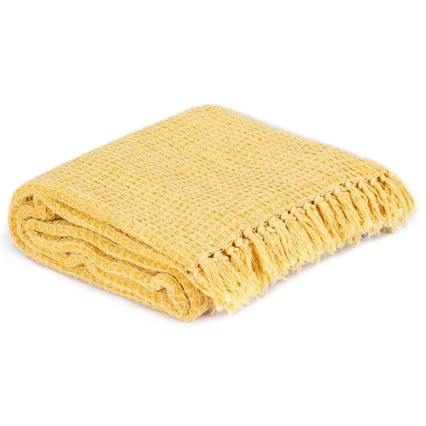 vidaXL Plaid en coton 160x210 cm Jaune moutarde