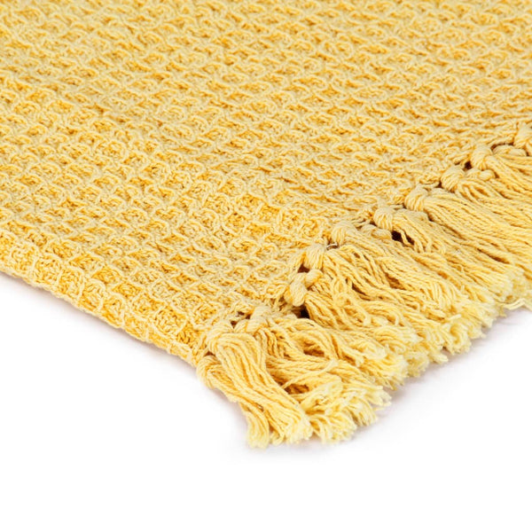 vidaXL Plaid en coton 160x210 cm Jaune moutarde