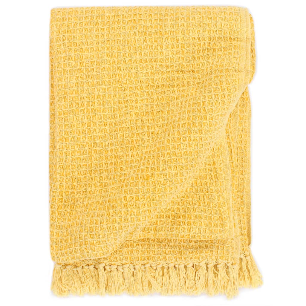 vidaXL Jeté de lit en coton 220x250 cm jaune moutarde
