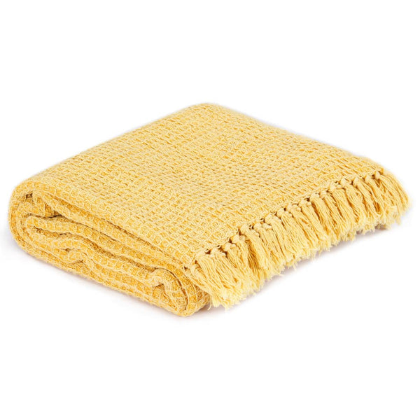 vidaXL Jeté de lit en coton 220x250 cm jaune moutarde