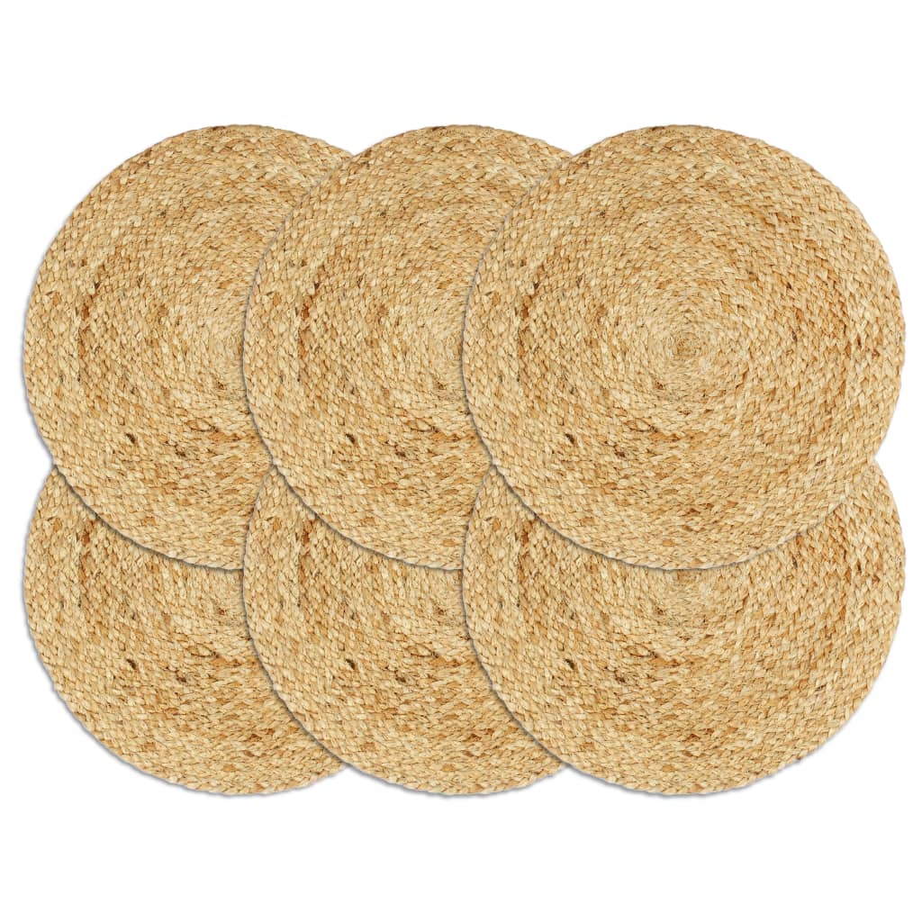 vidaXL Sets de table 6 pcs Naturel 38 cm Rond Jute