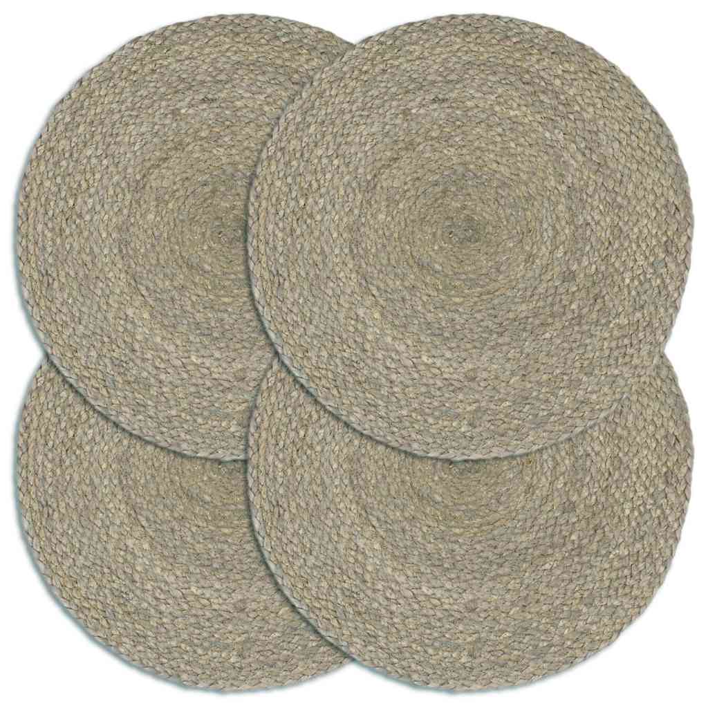 vidaXL Sets de table 4 pcs Gris 38 cm Rond Jute