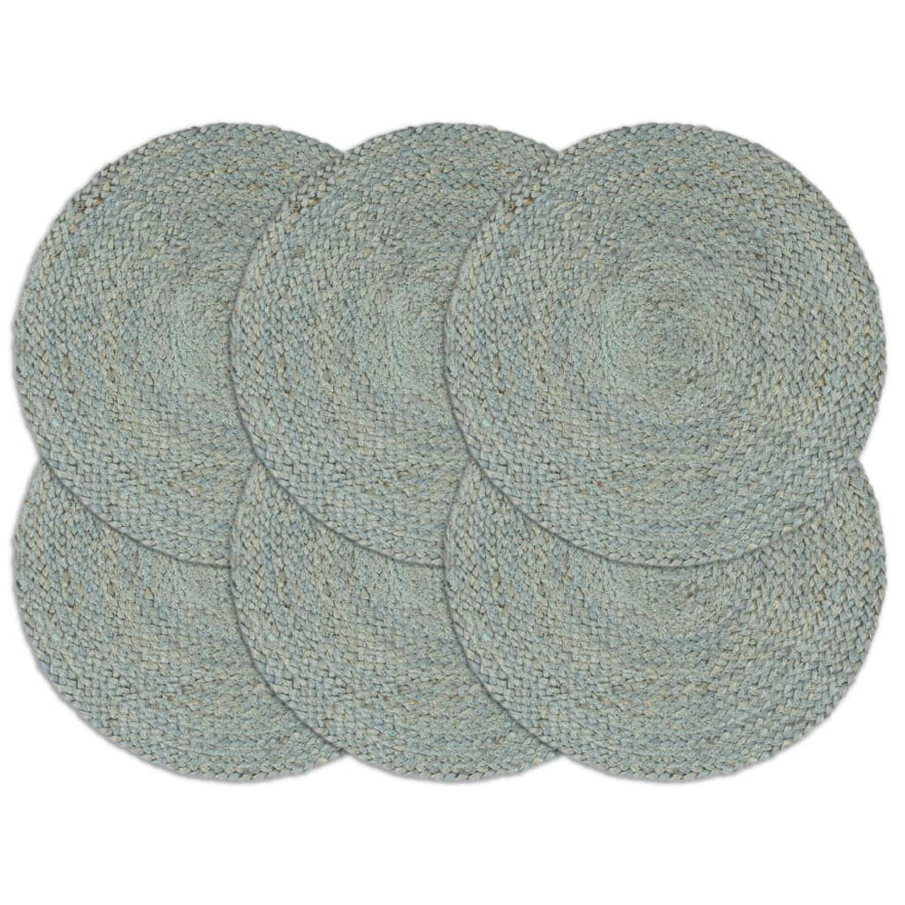 Tischsets 6 Stk. Uni Olivgrün 38 cm Rund Jute