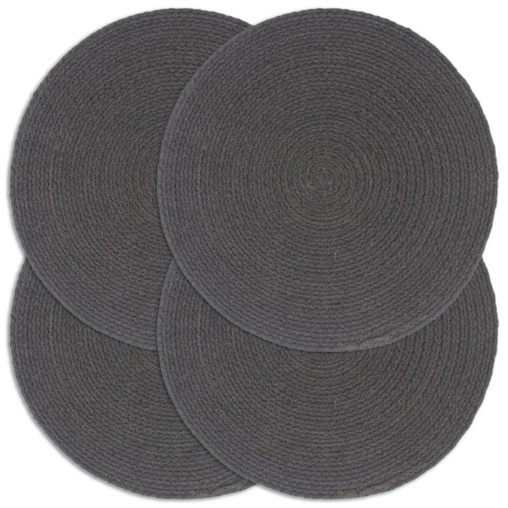 Tischsets 4 Stk. Dunkelgrau 38 cm Rund Baumwolle