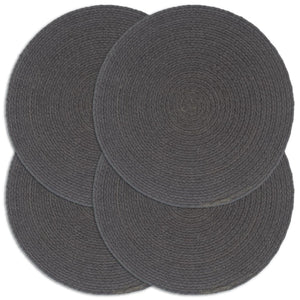 Tischsets 4 Stk. Dunkelgrau 38 cm Rund Baumwolle