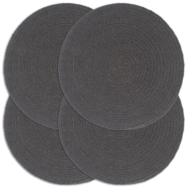 Tischsets 4 Stk. Dunkelgrau 38 cm Rund Baumwolle