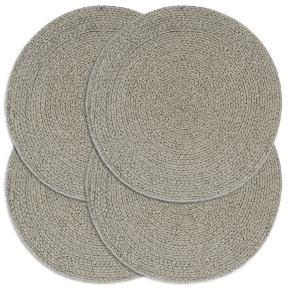 Tischsets 4 Stk. Grau 38 cm Rund Baumwolle