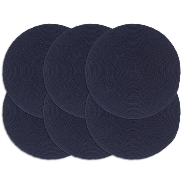 Tischsets 6 Stk. Marineblau 38 cm Rund Baumwolle