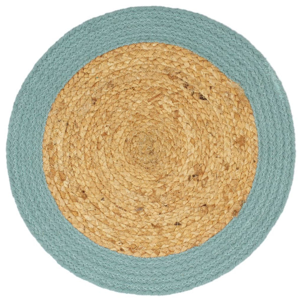 Tischsets 6 Stk. Natur und Grün 38 cm Jute und Baumwolle