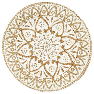 Tischsets 4 Stk. Weiß 38 cm Rund Jute