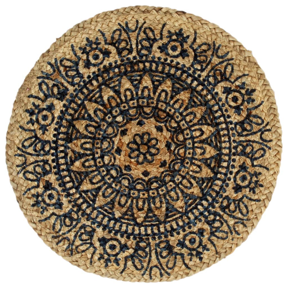Tischsets 6 Stk. Dunkelblau 38 cm Rund Jute