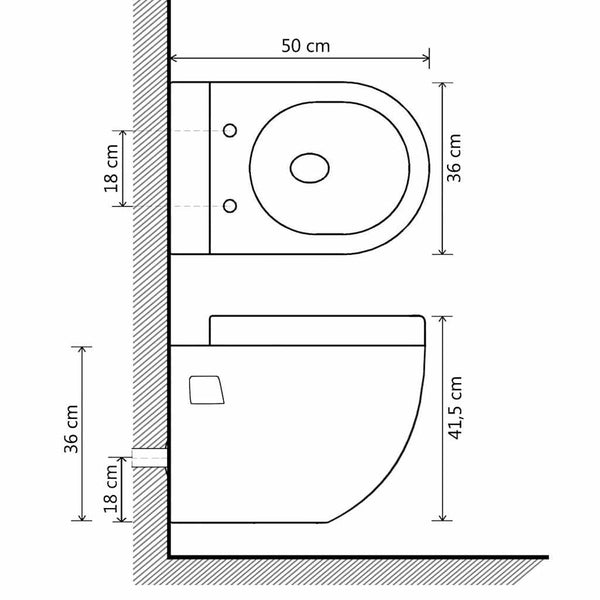 Hänge-Toilette mit Einbau-Spülkasten Keramik Weiß