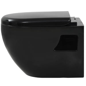 Hänge-Toilette mit Einbau-Spülkasten Keramik Schwarz
