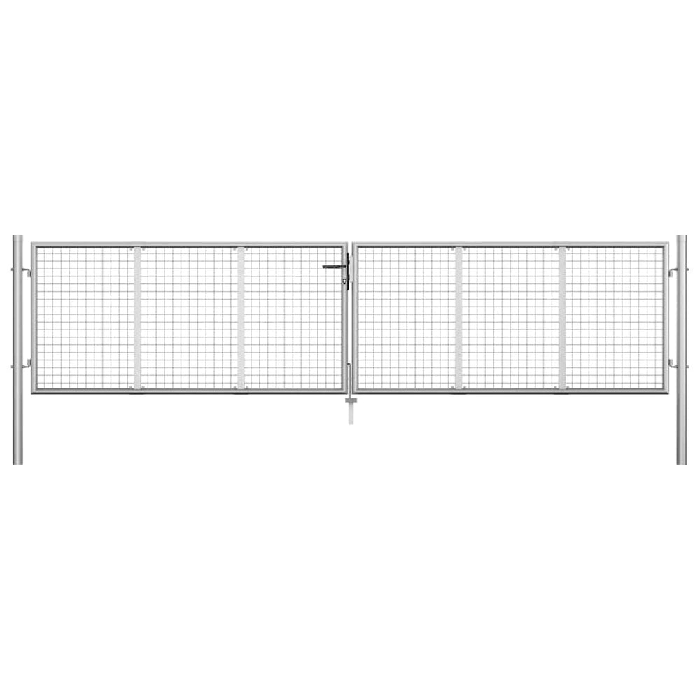 vidaXL Garden Gate Galvanized Steel 400 x 75 cm Silver