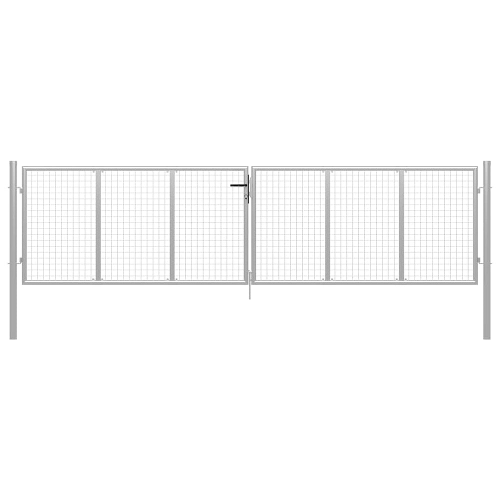 vidaXL Garden Gate Galvanized Steel 400 x 100 cm Silver