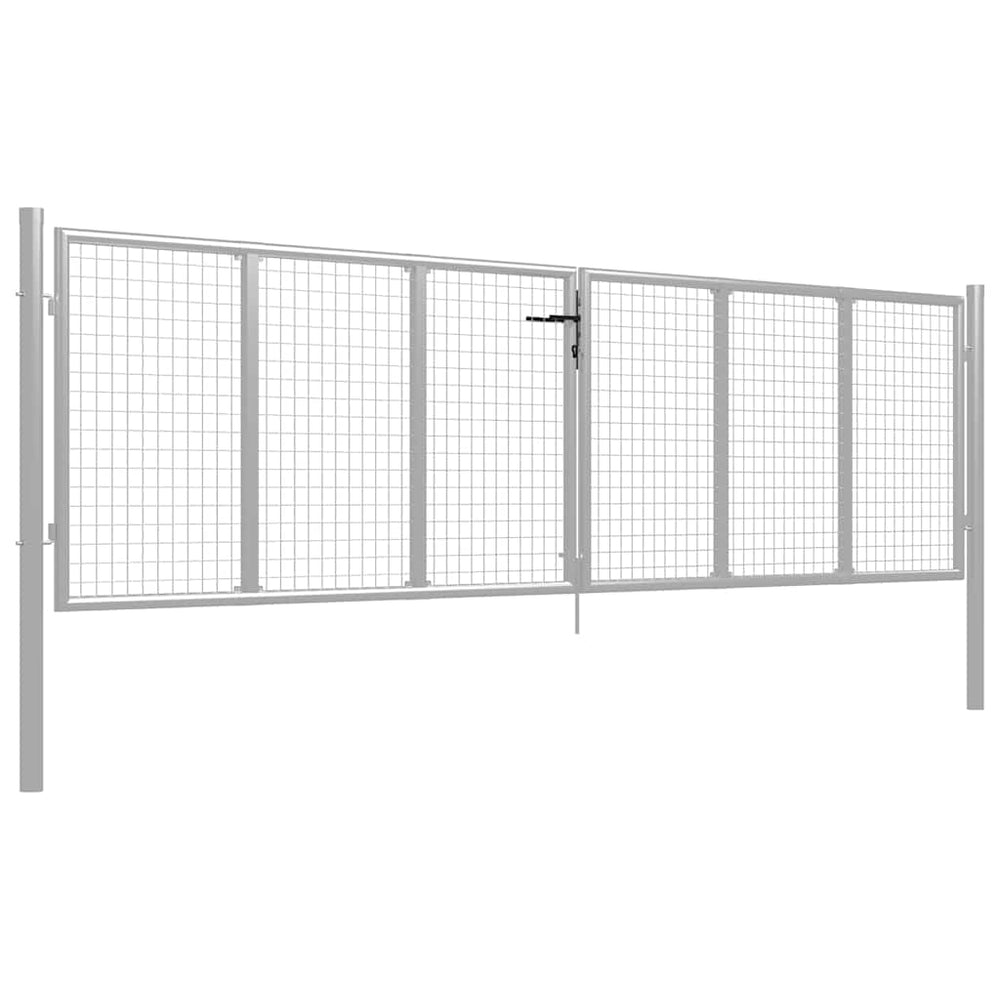 vidaXL Garden Gate Galvanized Steel 400 x 100 cm Silver