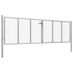 Gartentor verzinkter Stahl 400 x 100 cm Silber