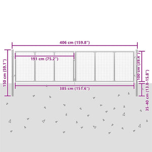 Gartentor verzinkter Stahl 400 x 100 cm Silber