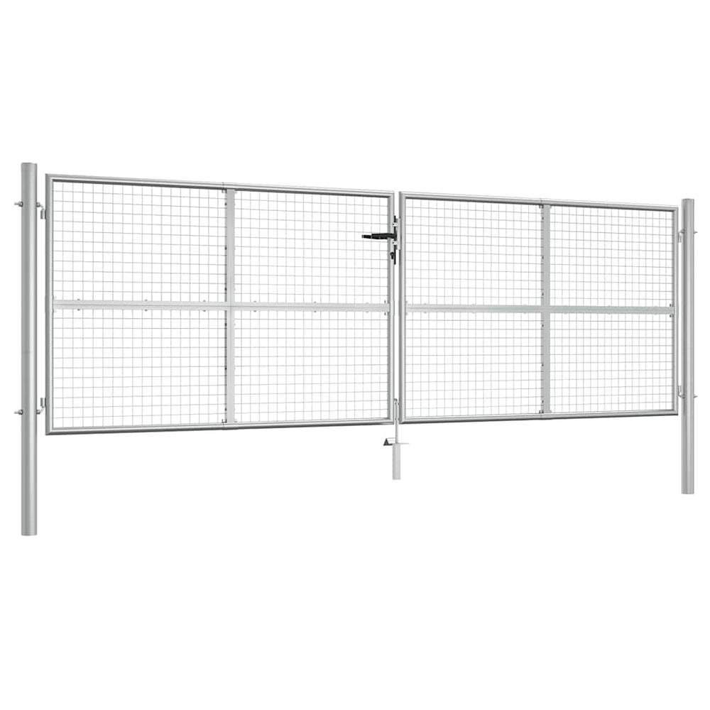 vidaXL Garden Gate Galvanized Steel 400 x 125 cm Silver