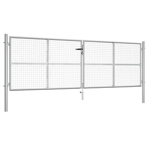 Gartentor verzinkter Stahl 400 x 125 cm Silber