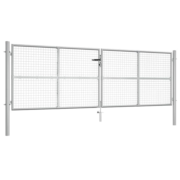 Gartentor verzinkter Stahl 400 x 125 cm Silber
