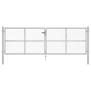 Gartentor verzinkter Stahl 400 x 125 cm Silber