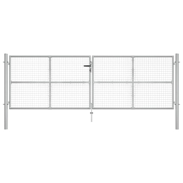 Gartentor verzinkter Stahl 400 x 125 cm Silber