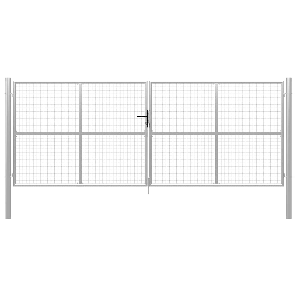 vidaXL Garden Gate Galvanized Steel 400 x 150 cm Silver
