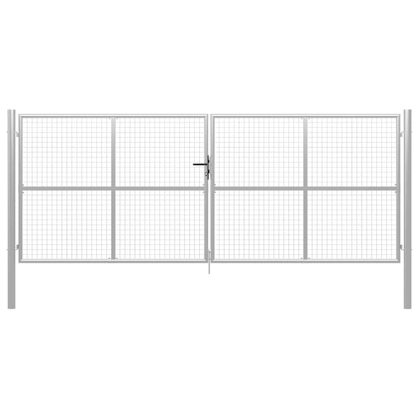 Gartentor verzinkter Stahl 400 x 150 cm Silber