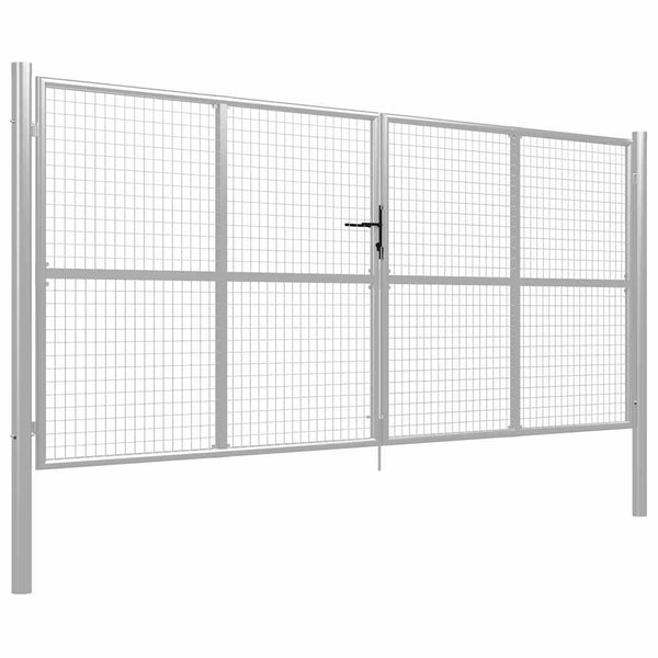 Gartentor verzinkter Stahl 400 x 150 cm Silber