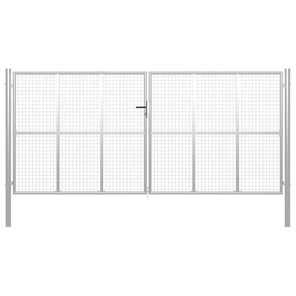 vidaXL Garden Gate Galvanized Steel 400 x 175 cm Silver