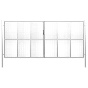 Gartentor verzinkter Stahl 400 x 175 cm Silber