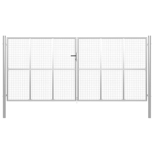 Gartentor verzinkter Stahl 400 x 175 cm Silber
