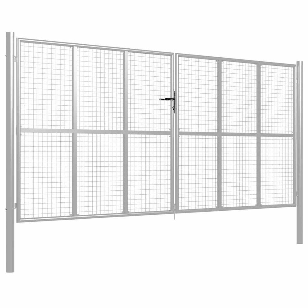 vidaXL Garden Gate Galvanized Steel 400 x 175 cm Silver