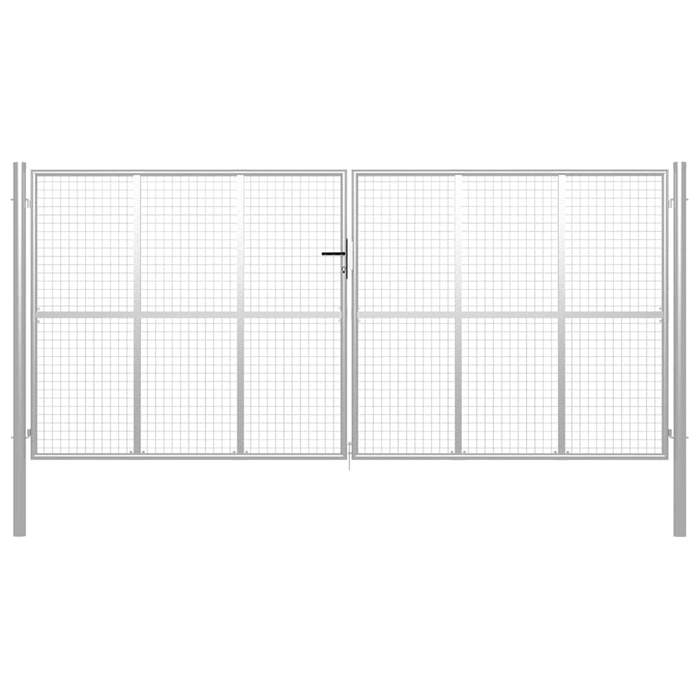 vidaXL Garden Gate Galvanised Steel 400 x 200 cm Silver