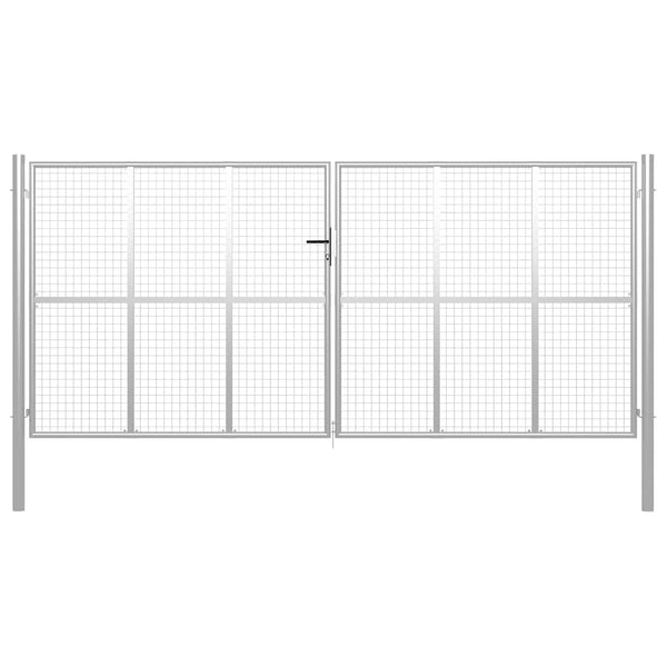 Gartentor verzinkter Stahl 400 x 200 cm Silber
