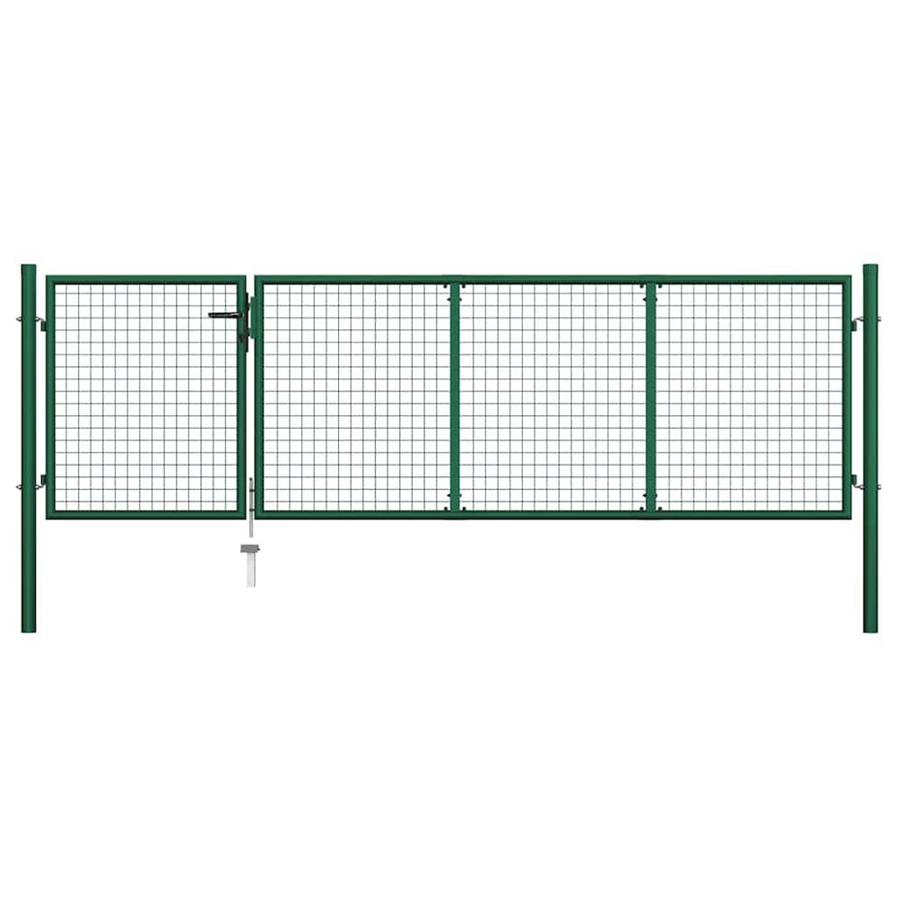 vidaXL Garden Gate Steel 350 x 100 cm Green
