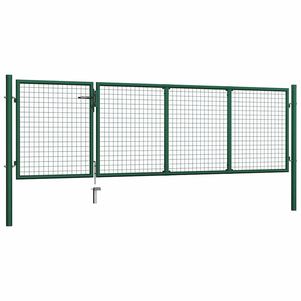 vidaXL Garden Gate Steel 350 x 100 cm Green