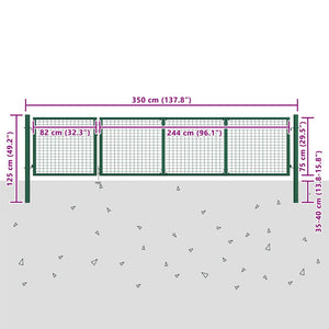 Gartentor aus Stahl 350 x 100 cm Grün