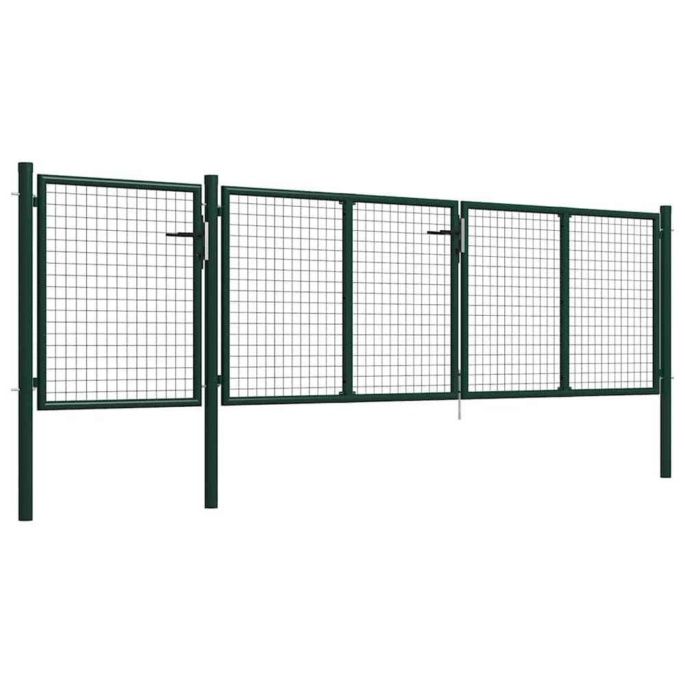 vidaXL Garden Gate Steel 400 x 100 cm Green