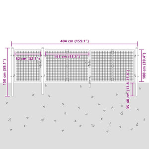 Gartentor aus Stahl 400 x 100 cm Grün