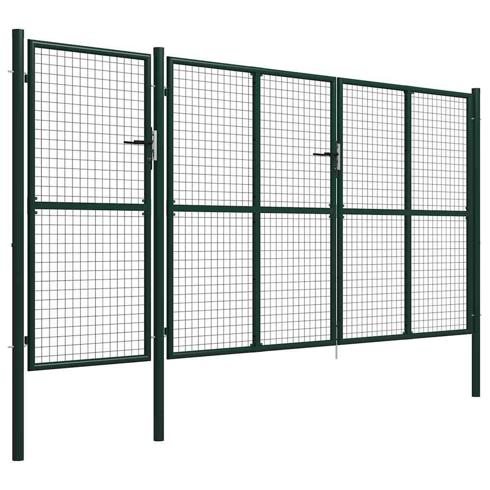 vidaXL Garden Gate Steel 400 x 150 cm Green