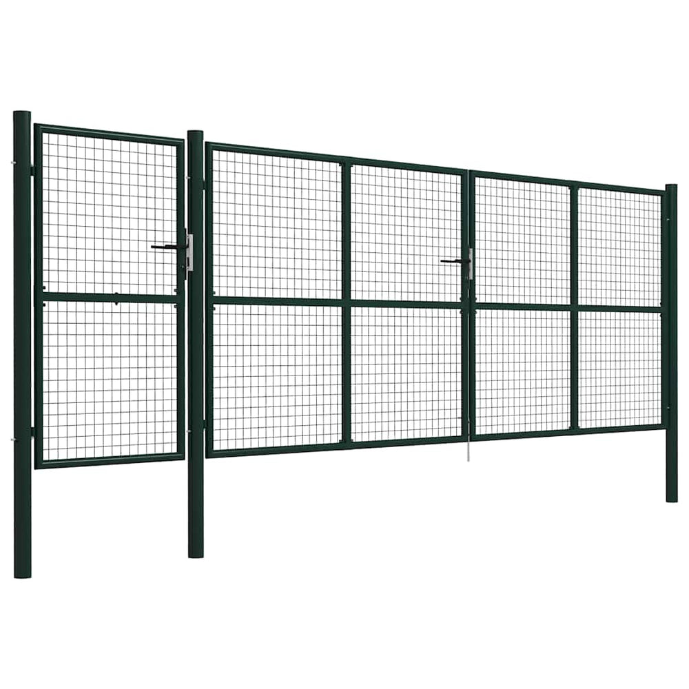 vidaXL Garden Gate Steel 500 x 150 cm Green